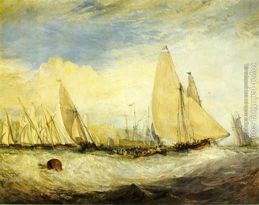 Joseph Mallord William Turner : East Cowes Castle, the seat of J. Nash, Esq, the Regatta beating to windward